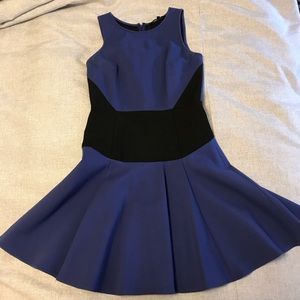 Tibi Blue with black dress. Flounce bottom